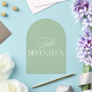 Bogen Acryl Salbei Grün Hochzeitstisch 17 Nummer Acryleinladungen