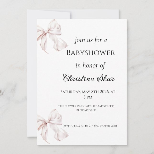 Bogen Baby Shower Einladung (Vorderseite)
