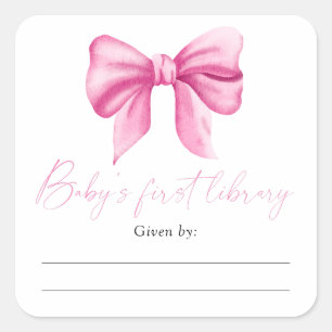 Bogen - Baby Shower Exlibris, Bücher für Baby Quadratischer Aufkleber