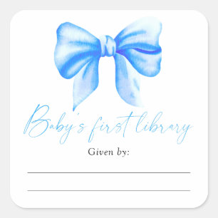 Bogen - Baby Shower Exlibris, Bücher für Baby Quadratischer Aufkleber
