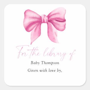 Bogen - Baby Shower Exlibris, Bücher für Baby Quadratischer Aufkleber