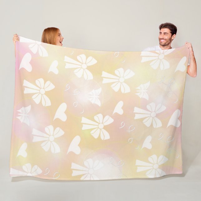 Bogen, Band, weiß, Pastellfarben, Herz, Licht, Ros Fleecedecke (Beispiel)