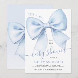 Bogen Blau und Weiß Aquarell Baby-Party "Es ist ei Einladung