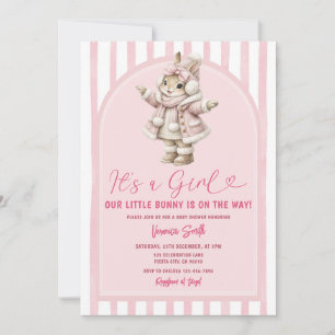 Bogen Boho Süße Häschen rosa Schleife Baby Shower Einladung