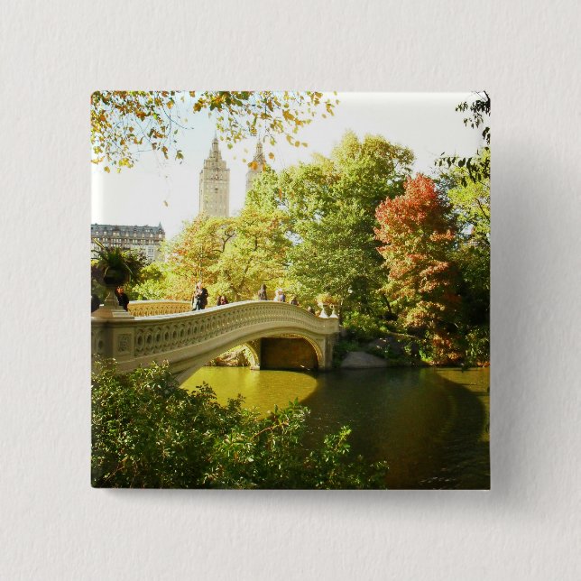 Bogen-Brücke, Central Park, Spätsommer, NYC Button (Vorderseite)
