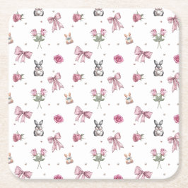 Bogen, Bunnien und Blume Rechteckiger Pappuntersetzer