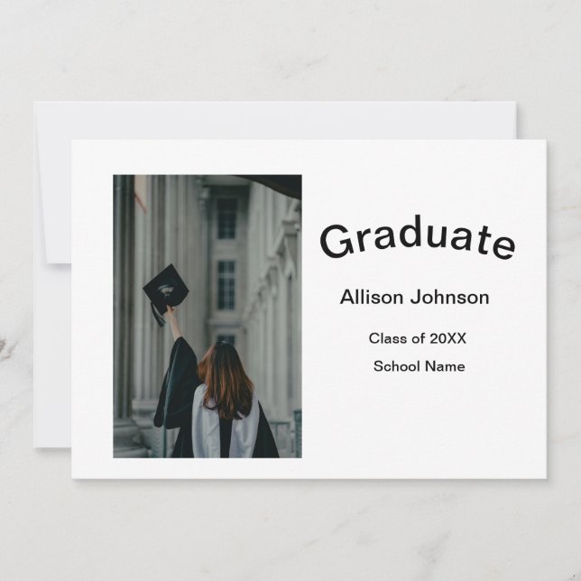 Bogen Foto Moderne, schlichte Graduierungsparty Einladung (Vorderseite)