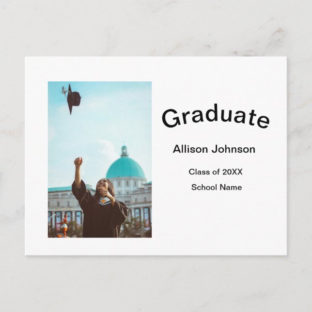 Bogen Foto Moderne, schlichte Graduierungsparty Postkarte (Vorderseite)