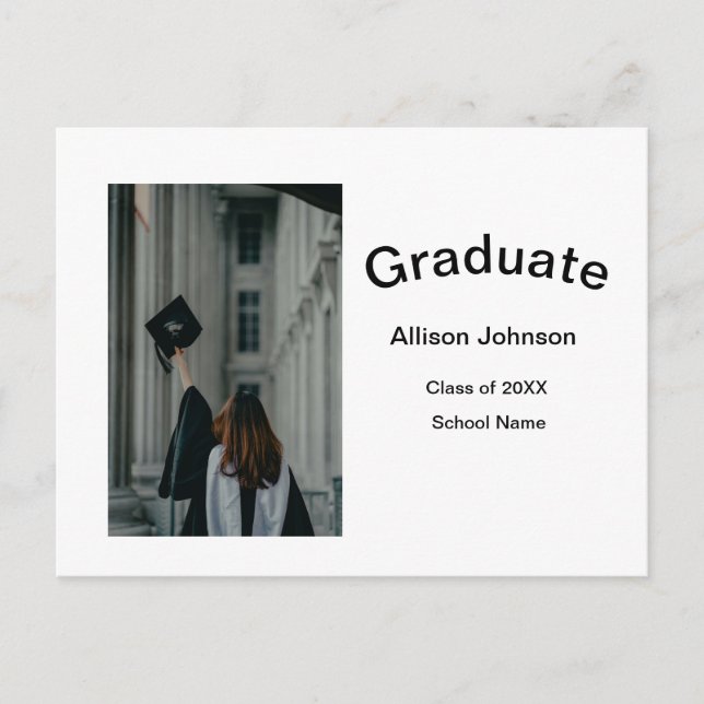 Bogen Foto Moderne, schlichte Graduierungsparty Postkarte (Vorderseite)