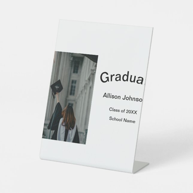 Bogen Foto Moderne, schlichte Graduierungsparty Sockelschild (Vorderseite)