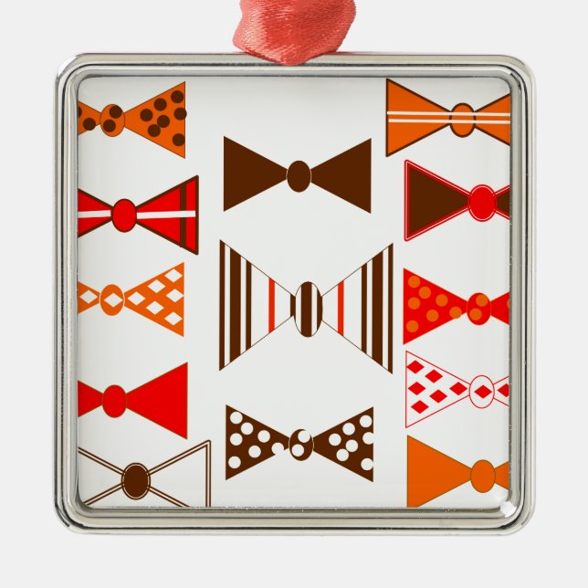 Bogen-Krawatten Retro Silbernes Ornament (Vorne)