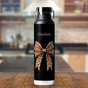 Bogen Leopard Schwarz benutzerdefinierter Name Trinkflasche