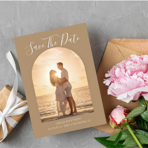 Bogen Strand Moderne Paarfoto Hochzeit Sonnenunter Save The Date