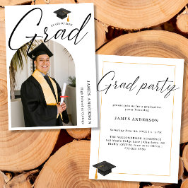 Bogen-Trendy-Modern-Schrift-Foto-Abschlussfeier Einladung