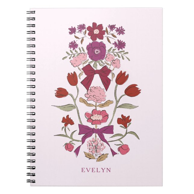 Bogen und Blüten Rustikale Magenta Notizblock (Vorderseite)