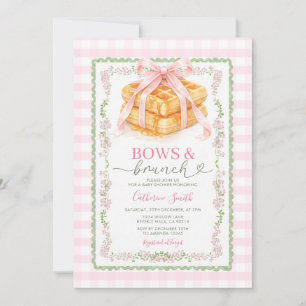 Bögen und Brunch Pink Gingham Waffel Baby Shower Einladung