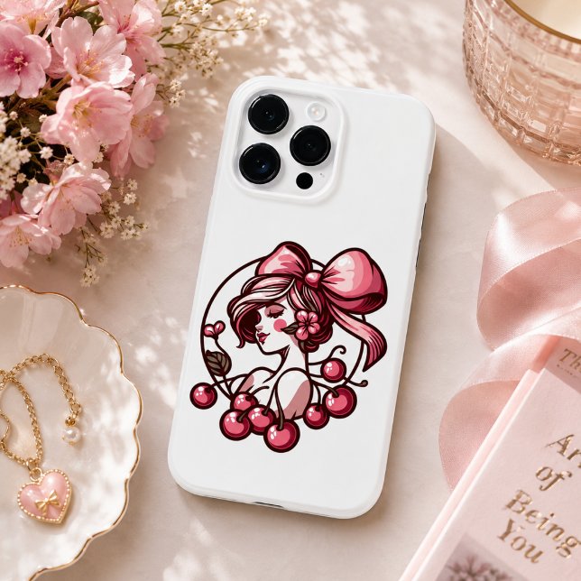 Bogen- und Kirschmuster Case-Mate iPhone 14 Pro Max Hülle (bow and cherry pattern Case-Mate iPhone case)