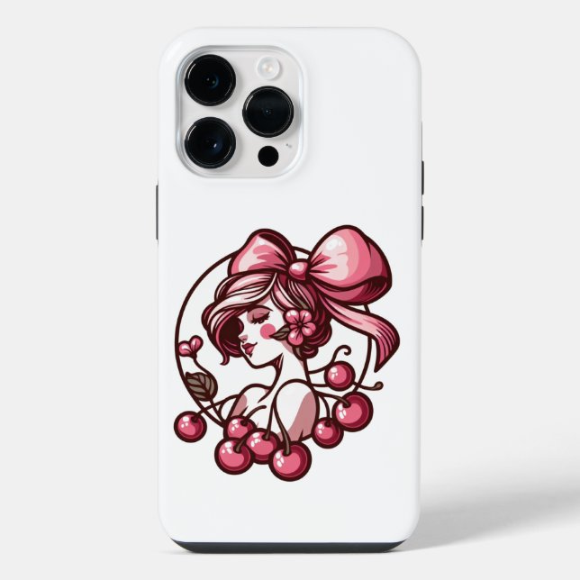 Bogen- und Kirschmuster  iPhone 14 Pro Max Hülle (Rückseite)