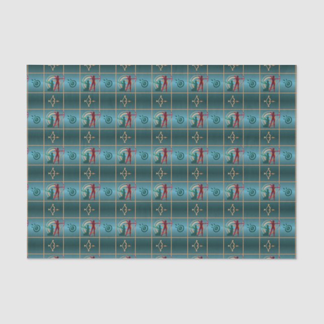 Bogenbogen und Pfeil - Grünes Muster Seidenpapier (Vorderseite)
