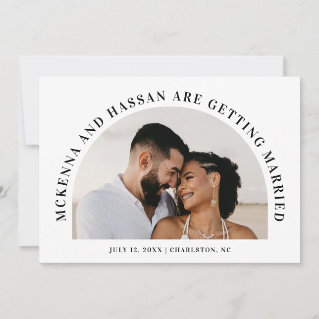 Bogenförmige Save-the-Date-Hochzeitsankündigung Save The Date (Vorderseite)