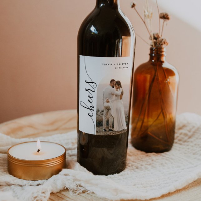 Bogenhochzeit für vertikales Skript-Foto Weinetikett (Von Creator hochgeladen)