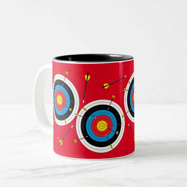 Bogenpfeile und Ziele, Fun Bow Shooting Zweifarbige Tasse (Vorderseite Links)