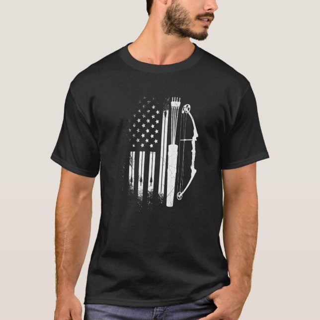Bogenschiessen der USA Flag Archer Compound Bow 1 T-Shirt (Vorderseite)
