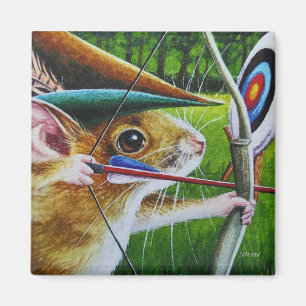 Bogenschießen-Mouse Bow & Arrow Wasserfarbe Kunst Magnet