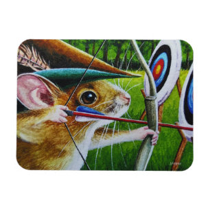 Bogenschießen-Mouse Bow & Arrow Wasserfarbe Kunst Magnet
