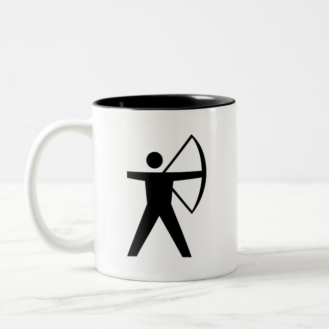"Bogenschießen-" Piktogramm-Tasse Zweifarbige Tasse (Links)