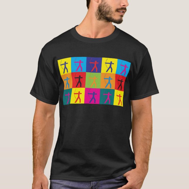 Bogenschießen-Pop-Kunst T-Shirt (Vorderseite)
