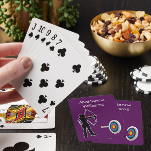 Bogenschießen Silhouette einer Bogenschützin und Z Spielkarten
