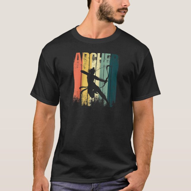 Bogenschiessen und Arrow-Shooting für Retro Archer T-Shirt (Vorderseite)