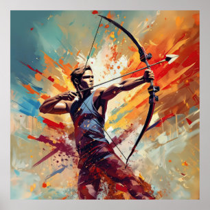 Bogenschießen von männlichen Sportlern Poster
