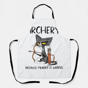 Bogenschießen, weil Mord falsch ist Funny Cat Arch Schürze