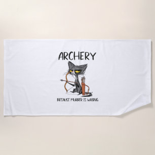 Bogenschießen, weil Mord falsch ist Funny Cat Arch Strandtuch