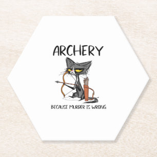 Bogenschießen, weil Mord falsch ist Funny Cat Arch Untersetzer