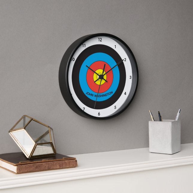 Bogenschießen-Ziel-personalisierte Wand-Uhr Wanduhr (Büro)