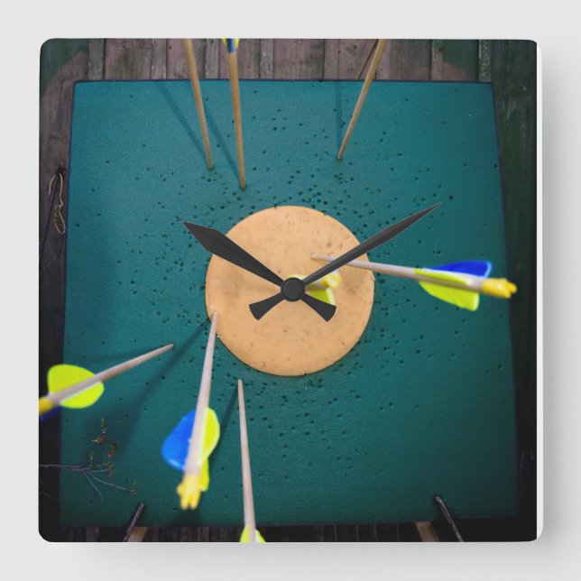 Bogenschießenuhr Quadratische Wanduhr (Vorderseite)