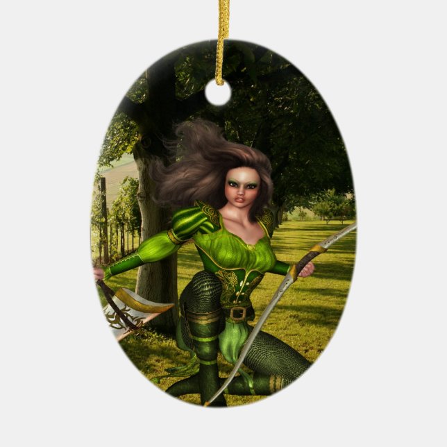 Bogenschütze-Elf Keramik Ornament (Vorne)