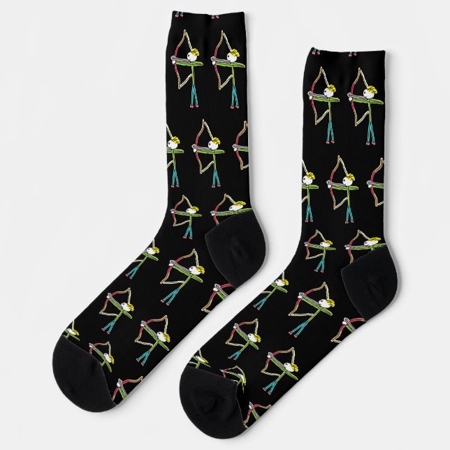 Bogenschütze Stickman Socken (Linkes Detail)