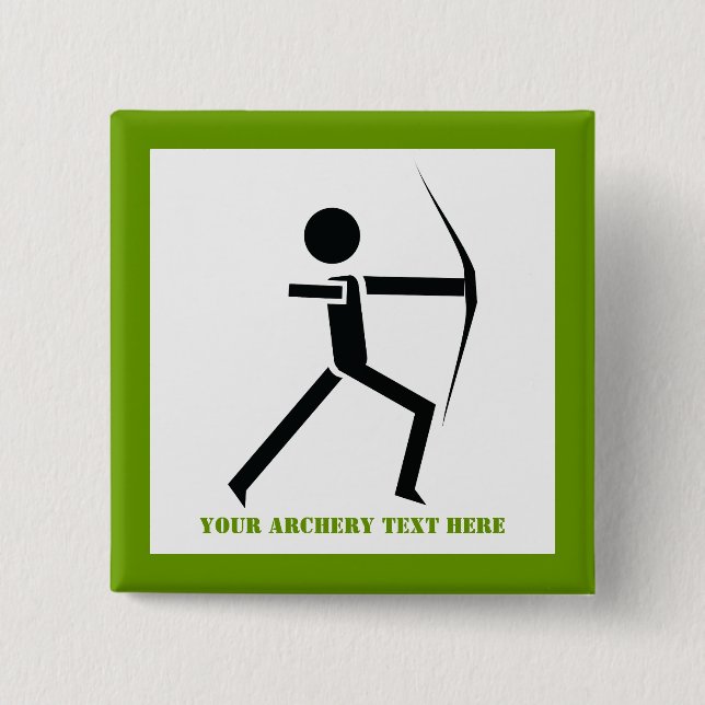 Bogenschützen mit seinem Bogenschwarz, grüner Boge Button (Vorderseite)