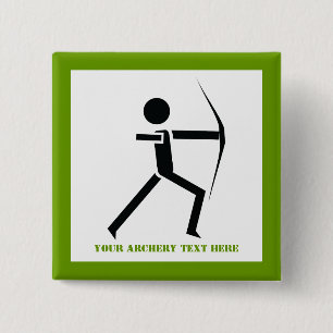Bogenschützen mit seinem Bogenschwarz, grüner Boge Button
