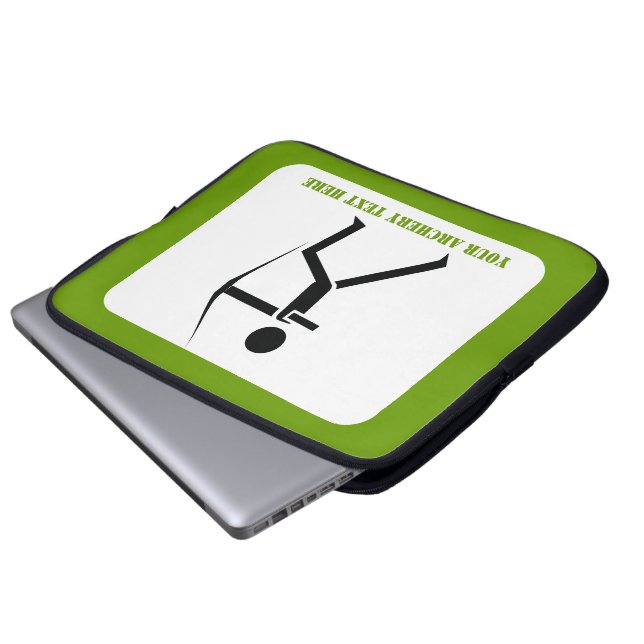 Bogenschützen mit seinem Bogenschwarz, grüner Boge Laptopschutzhülle (Vorne Knopf)