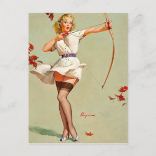 Bogenschützen-Pin-Up-Girl Postkarte