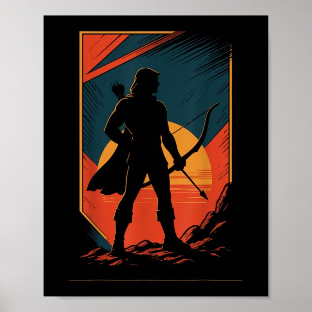 Bogenschützenbow Archer Sunset Silhouette Hunter Poster (Vorne)