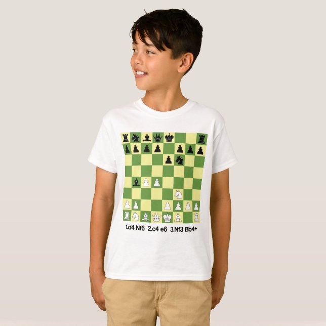 Bogo-indische Verteidigungsschachöffnung Shirt Sch (Vorne ganz)