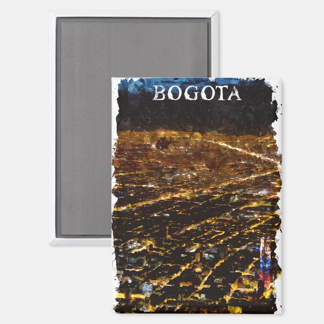 Bogota Colombia by Night City View Magnet (Vorderseite/Rückseite)