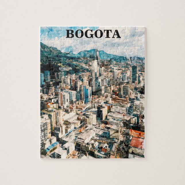 Bogota Kolumbien CIty View Watercolor (Vertikal)