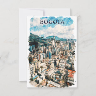 Bogota Kolumbien CIty View Watercolor Karte